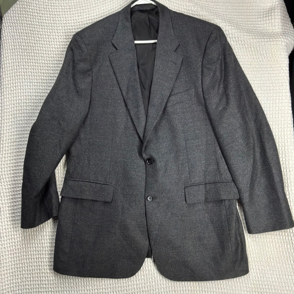 Classic Mens Brooks Brothers 346 Herringbone Wool Blazer 43L Grey